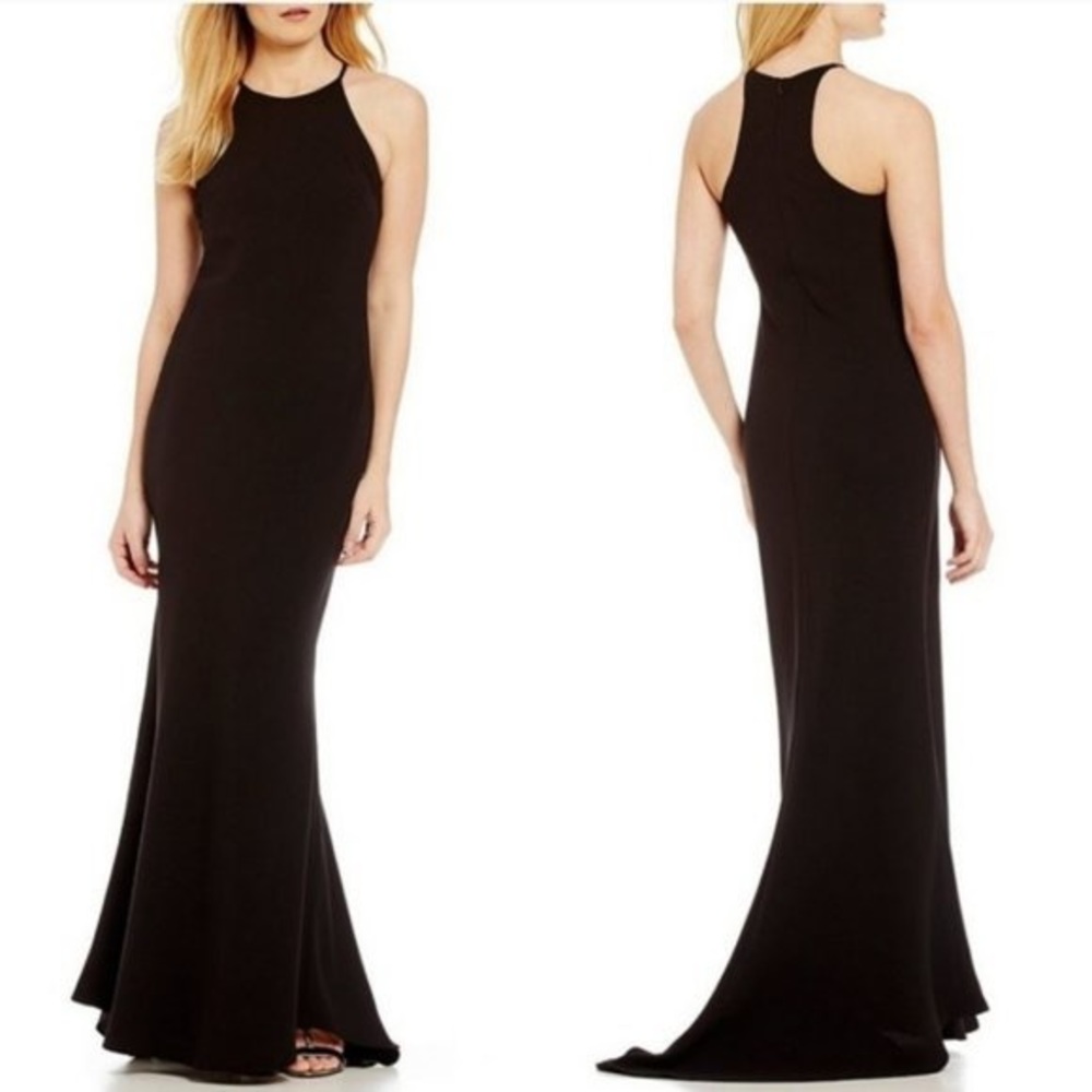 Calvin Klein Crepe Halter Gown